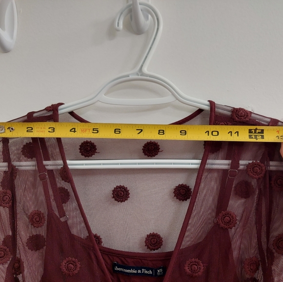 Abercrombie & Fitch Burgundy Floral Mesh Maxi Dress Size XS - Picture 11 of 12